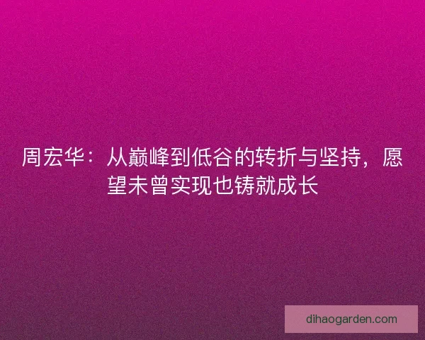 周宏华：从巅峰到低谷的转折与坚持，愿望未曾实现也铸就成长